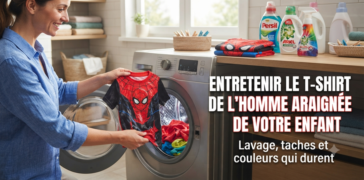 Das Spider-Man-T-Shirt deines Kindes pflegen: Waschen, Flecken und Farben, die halten