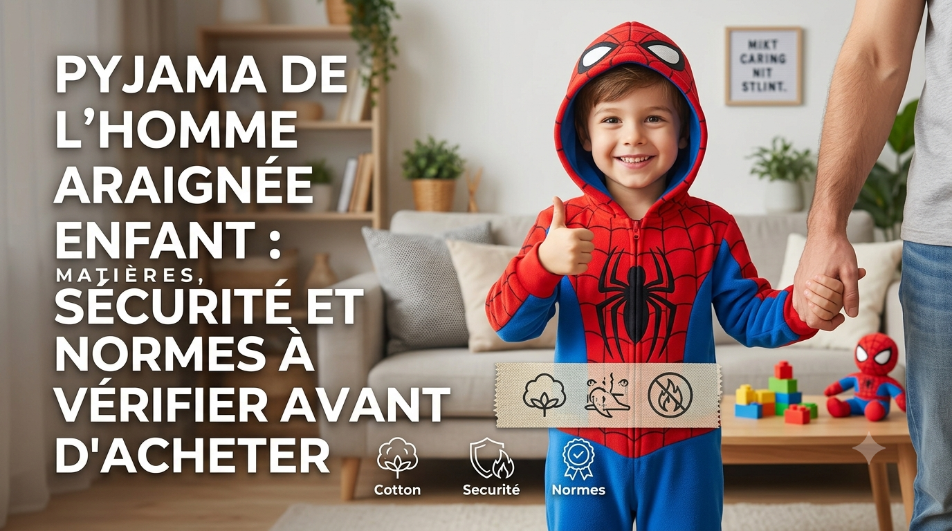 Spider-Man-Pyjama für Kinder: Materialien, Sicherheit und Normen vor dem Kauf prüfen