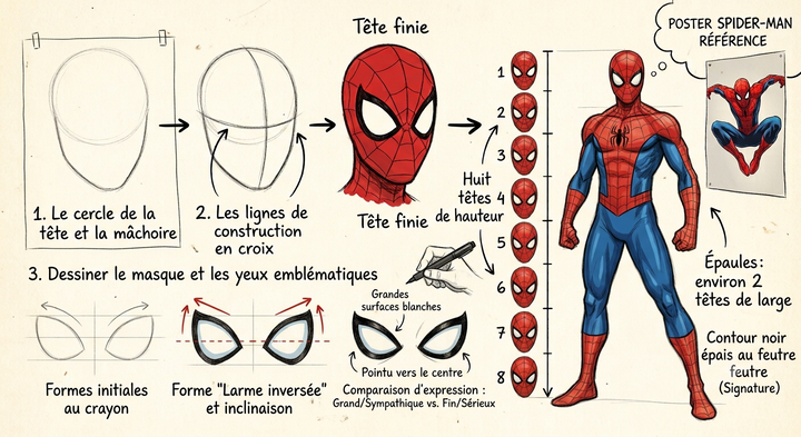 Spider-Man einfach zeichnen, Schritt für Schritt