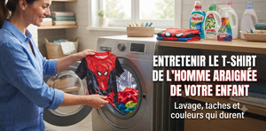 Das Spider-Man-T-Shirt deines Kindes pflegen: Waschen, Flecken und Farben, die halten