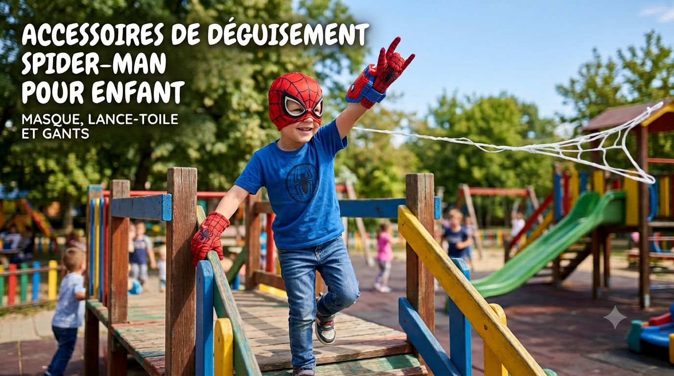 Spider-Man-Kostüm-Accessoires für Kinder: Maske, Netzwerfer und Handschuhe