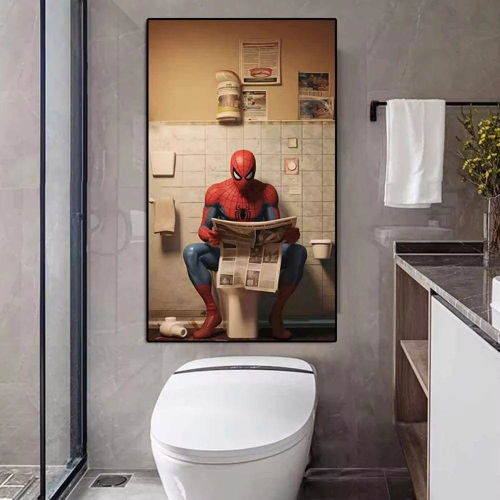 Poster Drôle Spider-Man au WC